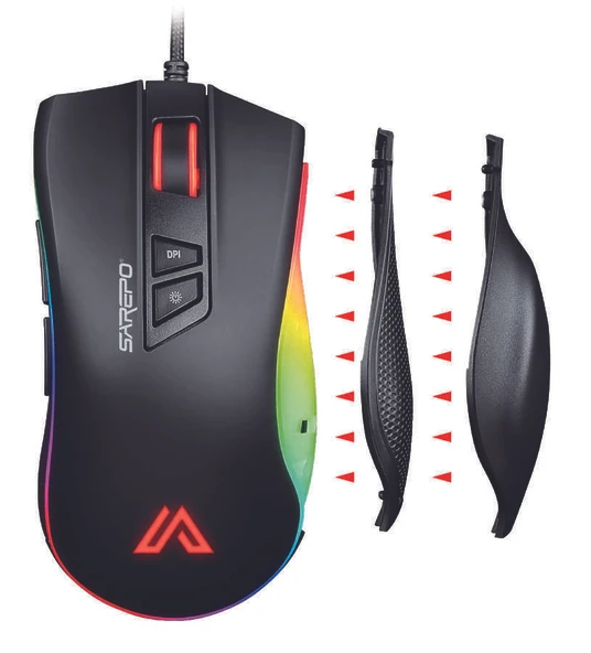 Sarepo GT-300 Oyuncu Mouse 9 Tuşlu Çoklu Mod RGB Aydınlatmalı - 2