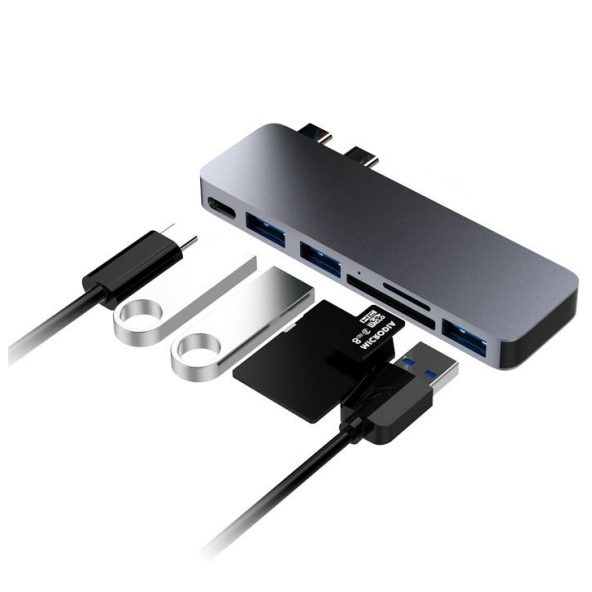 Fuchsia Qgeem QG-UH06 6-in-1 USB Hub Taşıması Kolay Ultra İnce