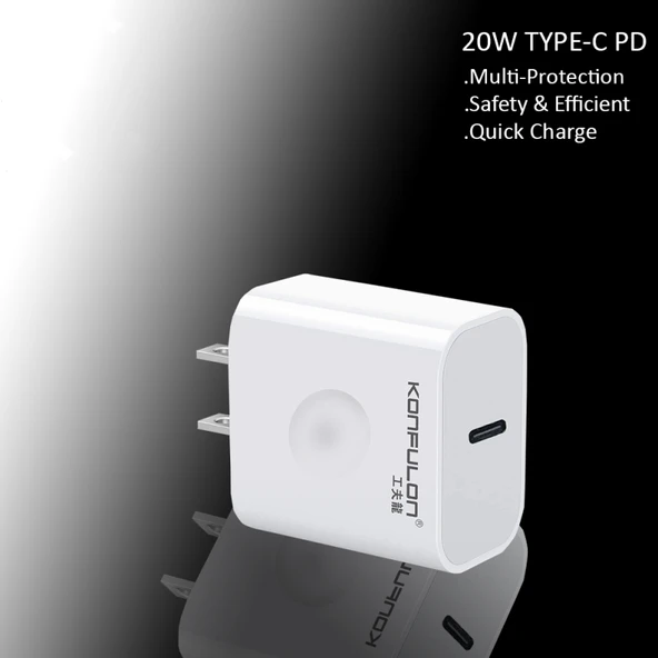 Type-C Girişli Cihazlarla Uyumlu Konfulon C69D 20W PD Şarj Cihazı - Resim 3