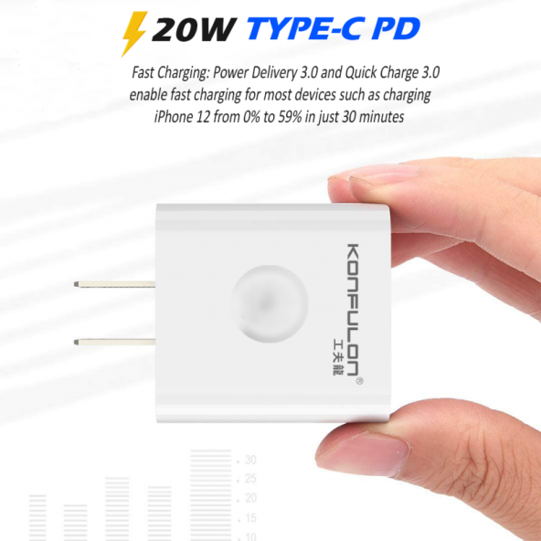 Type-C Girişli Cihazlarla Uyumlu Konfulon C69D 20W PD Şarj Cihazı - 5