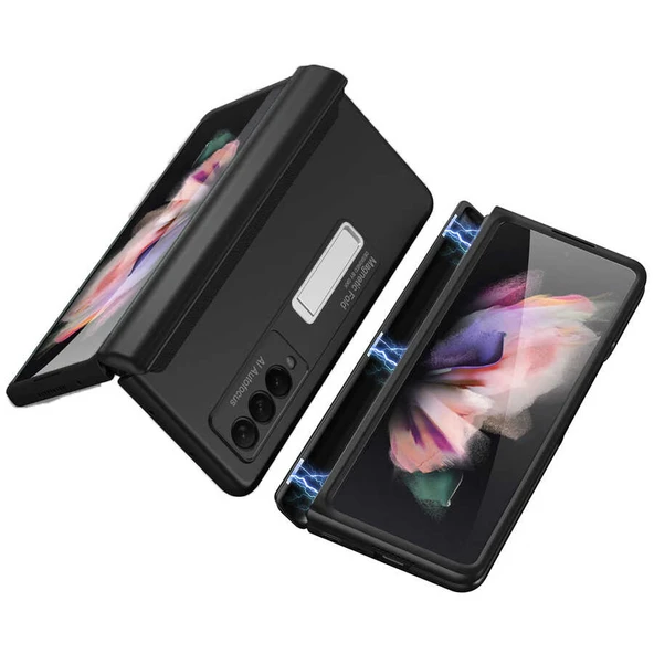 Galaxy Z Fold 3 Fuchsia M-Magnet Standlı Kılıf 360° Tam Koruma - Resim 9