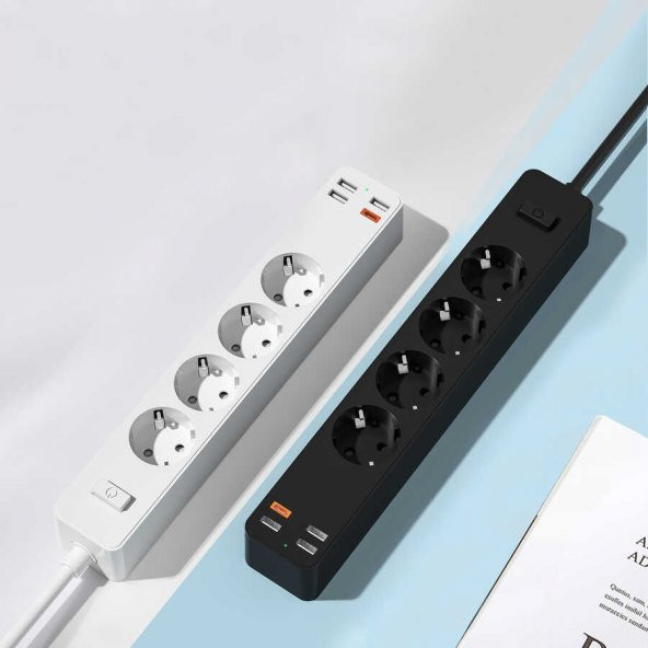 Wiwu PD20W U01EU Power Strip Çoklu Priz 3xUSB 1x20WPD 4xPriz Girişi