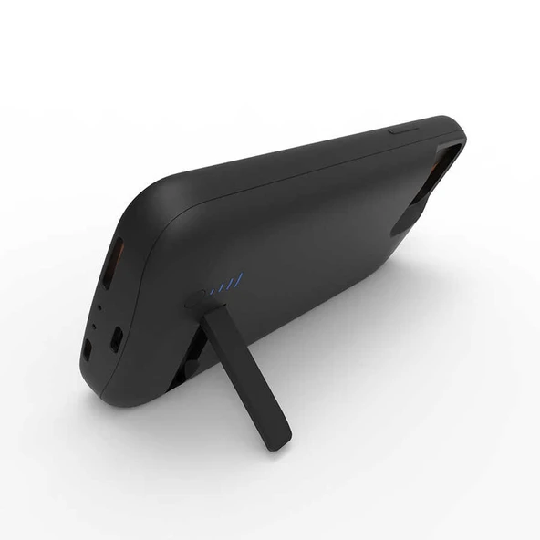 Apple iPhone 13 Pro Max Şarjlı Kılıf Led Işık Göstergeli Standlı - Resim 5