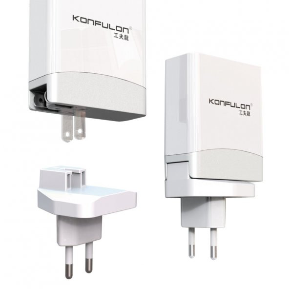 Konfulon C56Q 2xUSB QC 3.0 ve 1xType-C PD 30W Seyahat Şarj Cihazı - 5