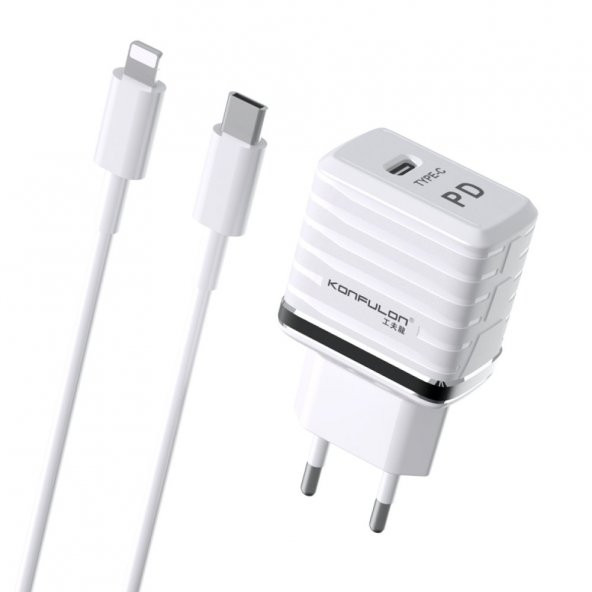 iPhone Uyumlu Konfulon C32D 20W PD Şarj Cihazı + Lightning Kablo - 2