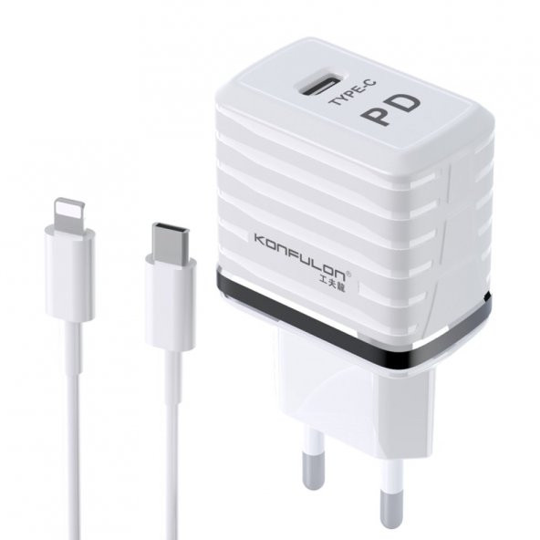 iPhone Uyumlu Konfulon C32D 20W PD Şarj Cihazı + Lightning Kablo - 3