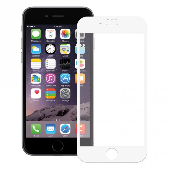 Bufalo iPhone 6 / 6s Ekran Koruyucu Seramik Mat Nano 9D Tam Kaplama Beyaz