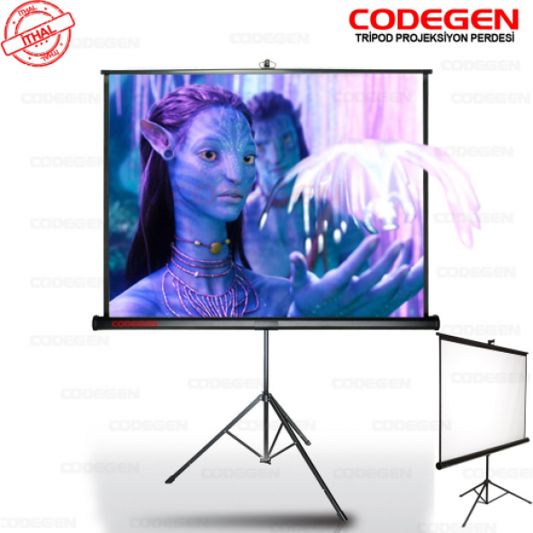 Codegen TX-18 TRIPOD PROJEKSİYON PERDESİ 180X180 (Arkası Siyah Fonlu - Taşınabilir Ayaklı Model)