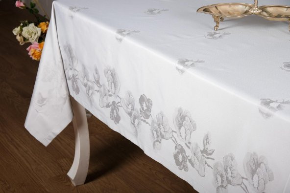 Finezza Müge Lüx Jakar Kumaş Gri Masa Örtüsü  Dikdörtgen 160x220 cm - 1085 - 3