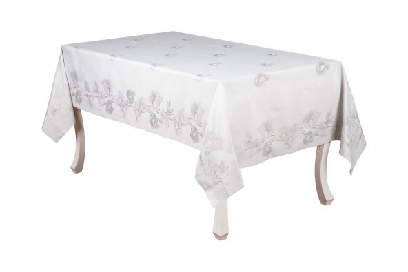 Finezza Müge Lüx Jakar Kumaş Gri Masa Örtüsü  Dikdörtgen 160x220 cm - 1085 - 4