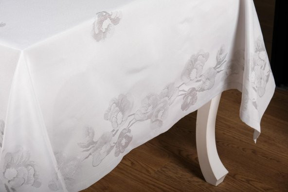 Finezza Müge Lüx Jakar Kumaş Gri Masa Örtüsü  Dikdörtgen 160x220 cm - 1085 - 5