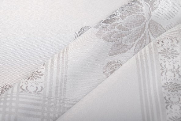 Finezza Nilüfer Lüx Jakar Kumaş Gri Masa Örtüsü  Dikdörtgen 160x220 cm - 1087 - 3
