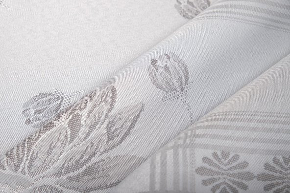 Finezza Nilüfer Lüx Jakar Kumaş Gri Masa Örtüsü  Dikdörtgen 160x220 cm - 1087 - 4