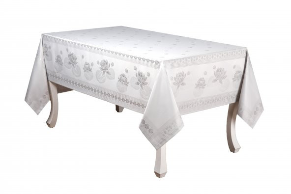 Finezza Nilüfer Lüx Jakar Kumaş Gri Masa Örtüsü  Dikdörtgen 160x220 cm - 1087 - 8