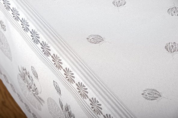 Finezza Nilüfer Lüx Jakar Kumaş Gri Masa Örtüsü  Dikdörtgen 160x220 cm - 1087 - 12