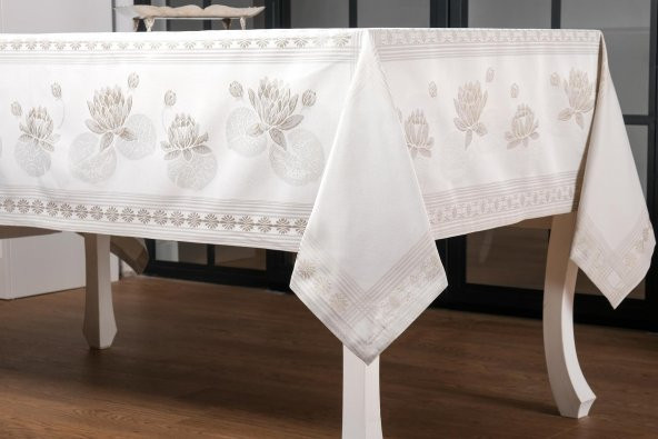 Finezza Nilüfer Lüx Jakar Kumaş Taş Masa Örtüsü  Dikdörtgen 160x220 cm - 1088 - 4