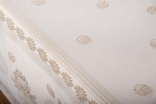 Finezza Nilüfer Lüx Jakar Kumaş Bej Masa Örtüsü  Dikdörtgen 160x320 cm - 1089 - 3
