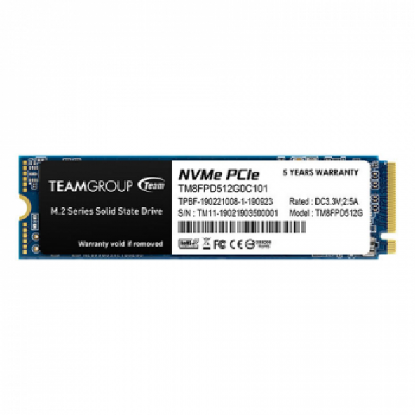 Team MP33 Pro 512GB 2100/1700MB/s NVMe PCIe Gen3x4 M.2 SSD Disk (TM8FPD512G0C101)