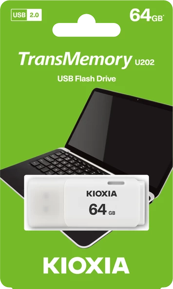 64GB USB2.0 KIOXIA BEYAZ USB BELLEK LU202W064GG4 - 2