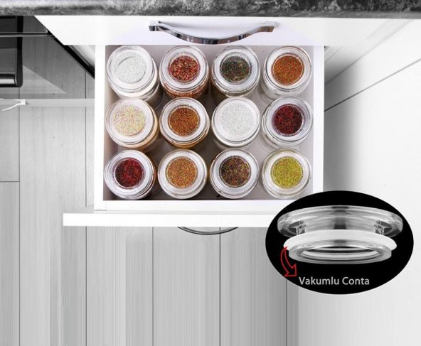 Kapris 6 Adet Cam Kavanoz Saklama Erzak Kabı Akrilik Kapak 900 ml - 2