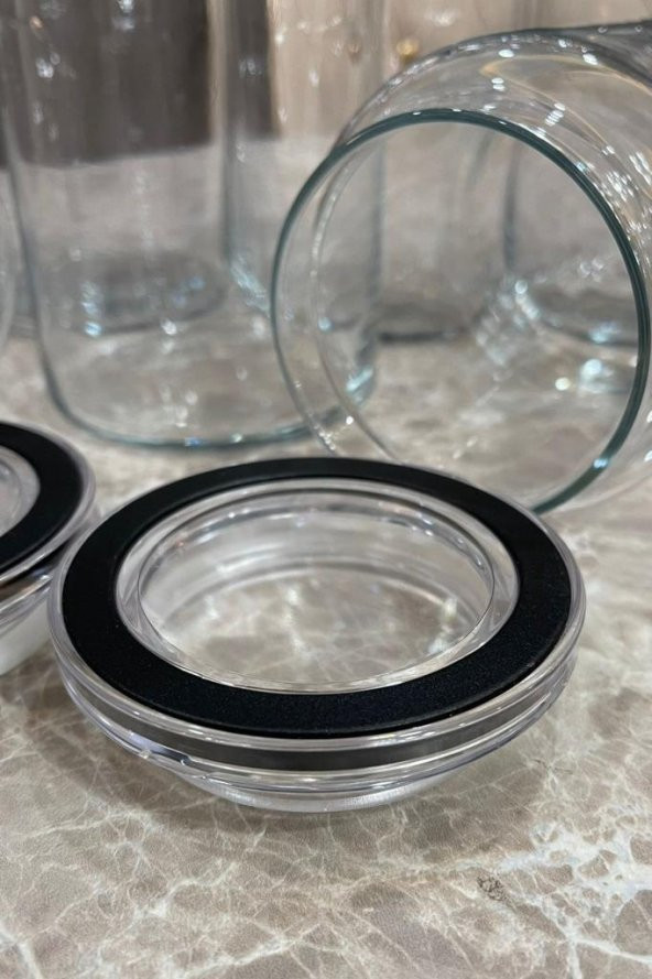 Kapris 6 Adet Cam Kavanoz Saklama Erzak Kabı Akrilik Kapak 900 ml - 3
