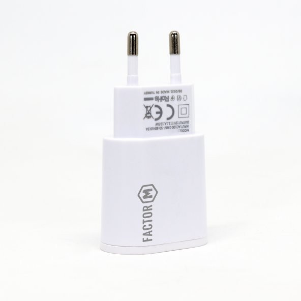 Factor M Çift Çıkışlı 2.1A Micro Ev Tipi Şarj Aleti Set (FM101M) - 2