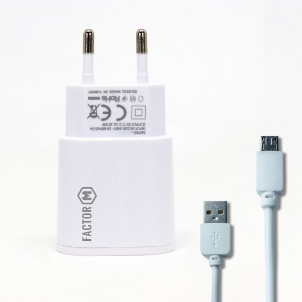 Factor M Çift Çıkışlı 2.1A Micro Ev Tipi Şarj Aleti Set (FM101M) - 6