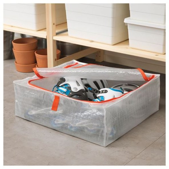Saklama Kutusu-Hurç Fermuarlı 55x49x19 cm Beyaz -Turuncu Renk Dolap İçi Düzenleyiciler,Hurç - 2