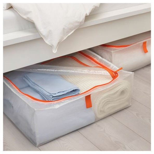 Saklama Kutusu-Hurç Fermuarlı 55x49x19 cm Beyaz -Turuncu Renk Dolap İçi Düzenleyiciler,Hurç - 3
