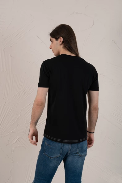 SLİMFİT BASKILI SIFIR YAKA ERKEK PENYE T-SHİRT - Resim 7