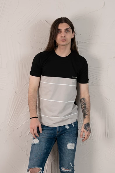 SLİMFİT BASKILI SIFIR YAKA ERKEK PENYE T-SHİRT - Resim 5