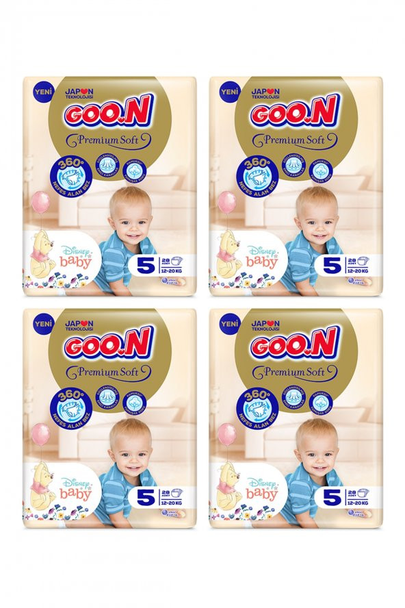 Goon Premium Soft 5 Beden 28li 4 Paket Bebek Bezi