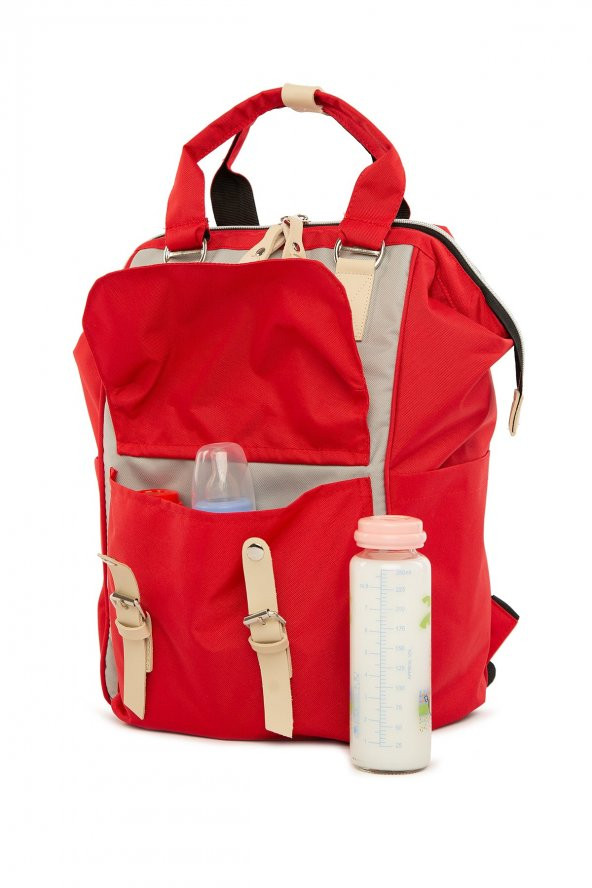 Bagmori Kırmızı Cepli Logolu Anne Bebek Çantası - 2
