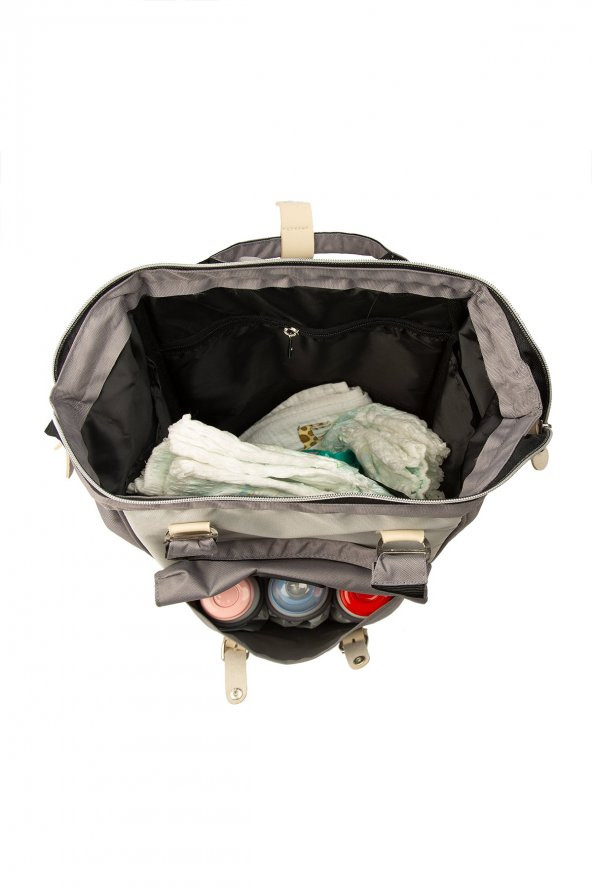 Bagmori Gri Cepli Logolu Anne Bebek Çantası - 5