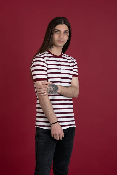 SLİMFİT ÇİZGİLİ SIFIR YAKA ERKEK PENYE T-SHİRT - 2