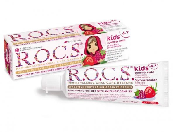 Rocs Kids Yaz Esintisi Ahududu&Çilek 4-7 Yaş Diş Macunu 45 gr