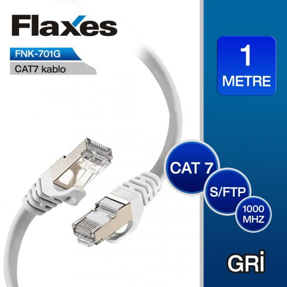 FLAXES FNK-701G 1m CAT 7 S/FTP  PATCH  KABLOSU,GRİ