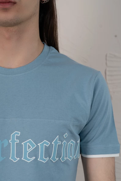 SLİMFİT BASKILI SIFIR YAKA ERKEK PENYE T-SHİRT - Resim 4