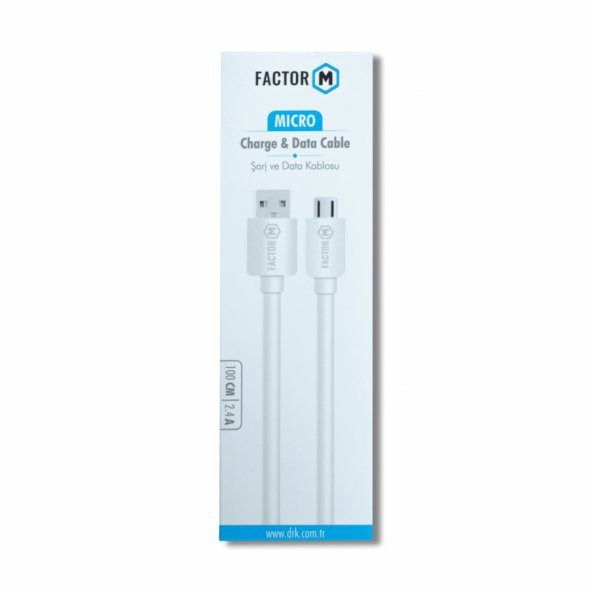 Factor M Micro Data ve Şarj Kablo 2.4A 1m Beyaz (FMMDKBYZ) - 5