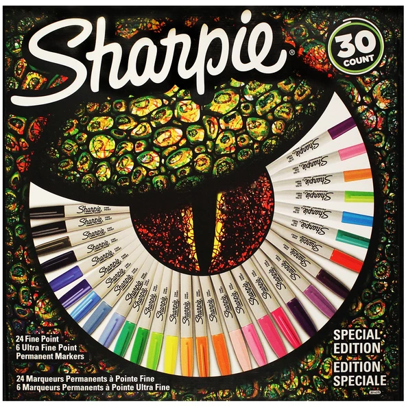 Sharpie Fine Permanent Markör 30'lu Karışık kutu Kertenkele