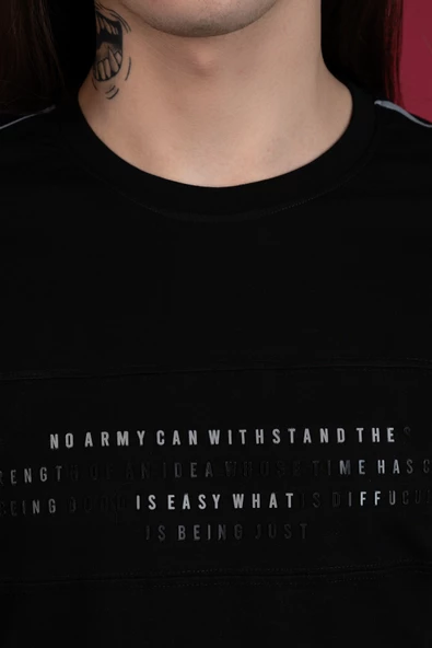 SLİMFİT BASKILI SIFIR YAKA ERKEK PENYE T-SHİRT - Resim 4