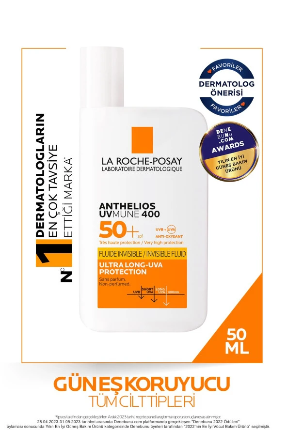 La Roche PosayAnthelios Uvmune400 Invisible Fluid Spf50+Tüm Cilt Tipleri İçin Yüz Güneş Kremi 50 ml