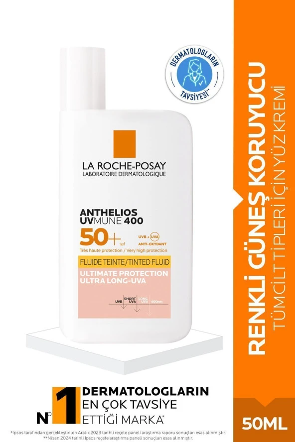 La Roche Posay Anthelios Uvmune400 Invisible Fluid Tüm Cilt Tipleri İçin Renkli Spf50+ 50 ML ürün görseli