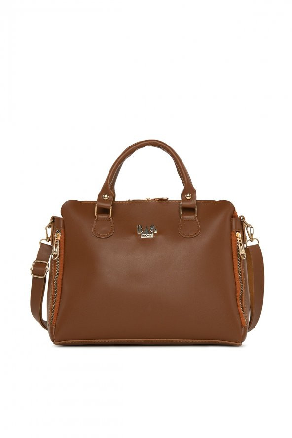 Bagmori Taba Dik Çift Fermuarlı Askılı Çanta