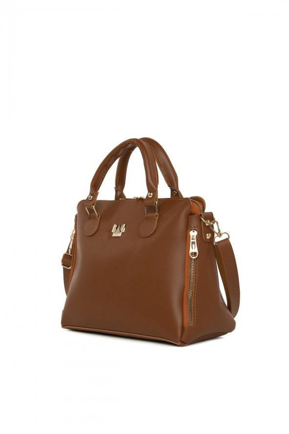 Bagmori Taba Dik Çift Fermuarlı Askılı Çanta - 2