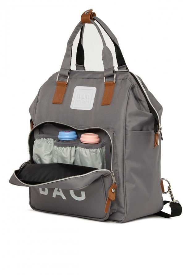 Bagmori Gri Baby Bag Baskılı Cepli Anne Bebek Bakım Sırt Çantası - 2