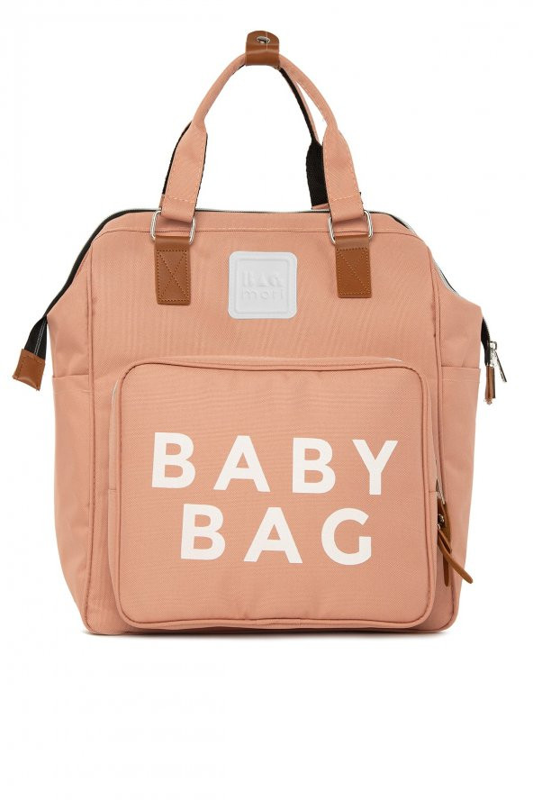 Bagmori Pudra Baby Bag Baskılı Cepli Anne Bebek Bakım Sırt Çantası