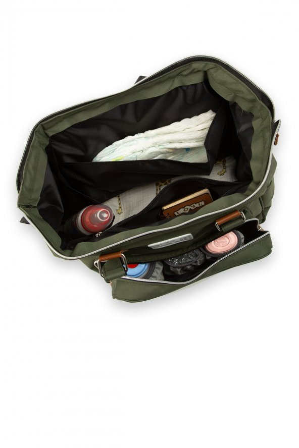 Bagmori Haki Baby Bag Baskılı Cepli Anne Bebek Bakım Sırt Çantası - 5