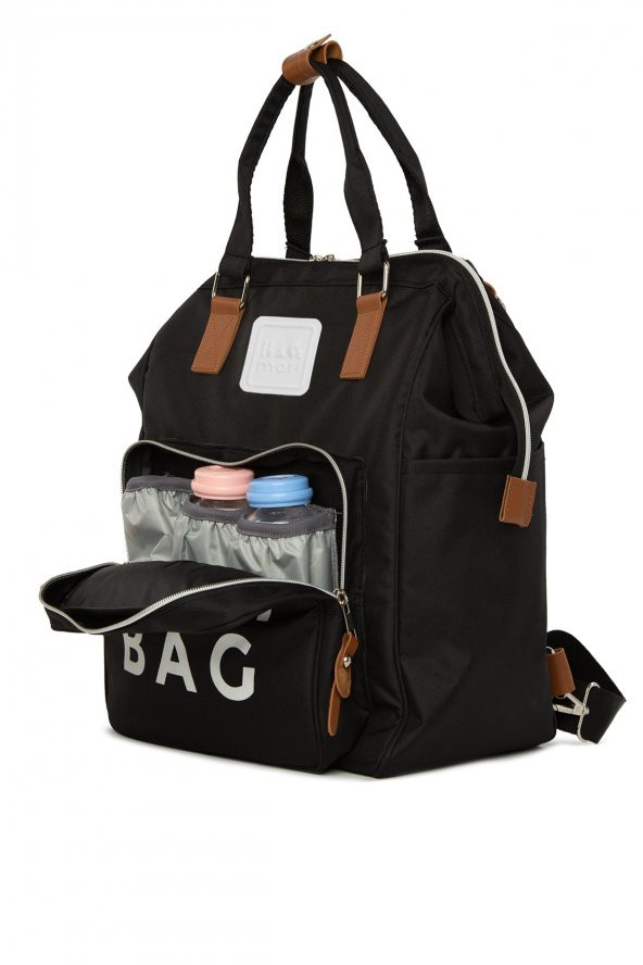 Bagmori Siyah Baby Bag Baskılı Cepli Anne Bebek Bakım Sırt Çantası - 2
