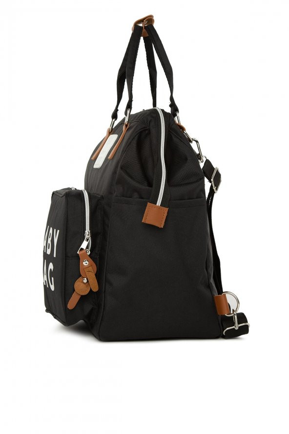 Bagmori Siyah Baby Bag Baskılı Cepli Anne Bebek Bakım Sırt Çantası - 3